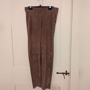 🟤 Lysse Mocha Suede Look pants straight leg seams, size S, soft fabric, stretch